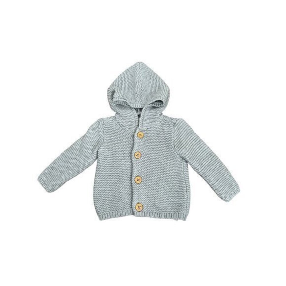 Baby Hooded Cardigan Sweater 6M Organic Cotton Knit By Little Planet